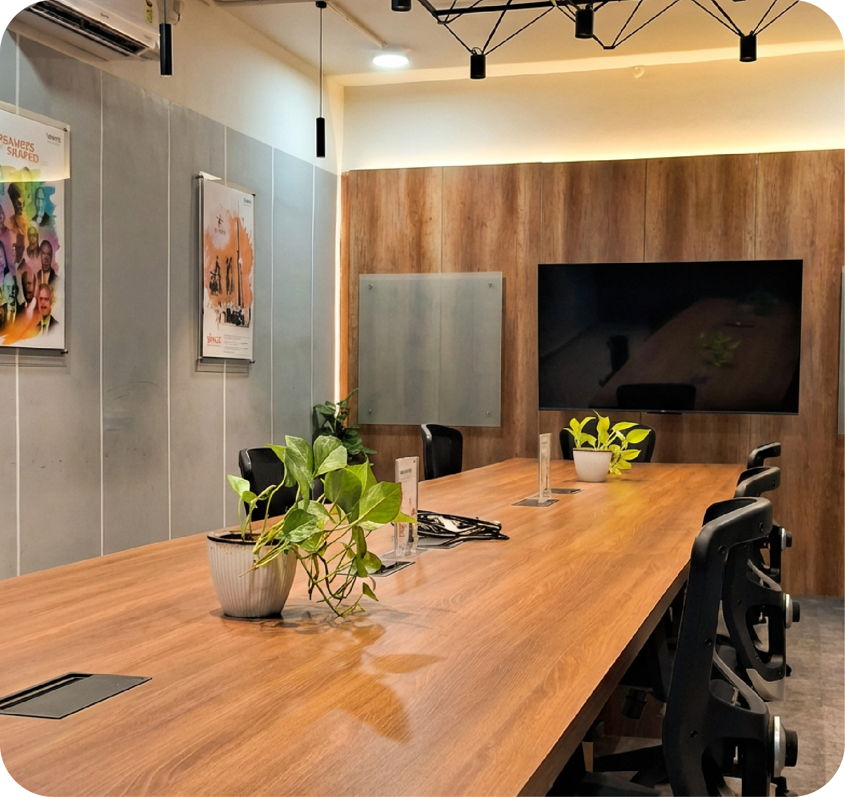 Premium meeting room in managed office space with greenery